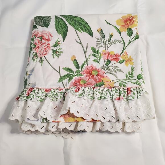 Vintage Martex Liberty Of London Queen Flat Sheet Ruffle Percale - Picture 2 of 13